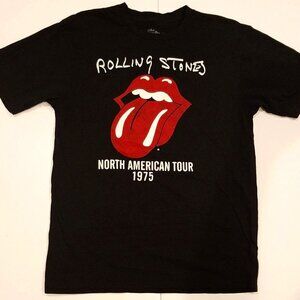 Vintage Rolling Stones T Shirt 1975 US Tour Medium USA Lips Black